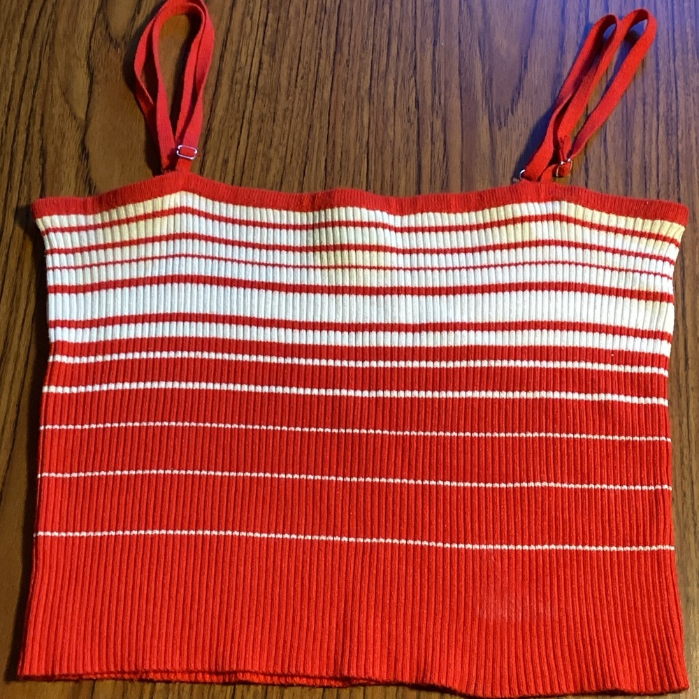 Striped Red and White Crop Top